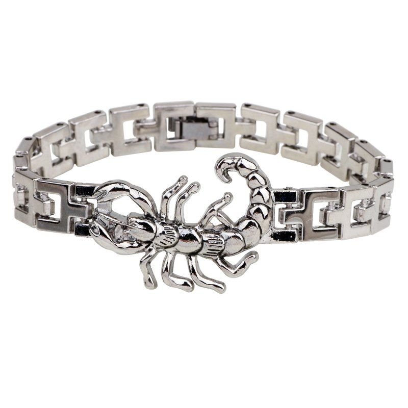 

Scorpion Watch Clasp Chain Bangles Titanium Stainless Steel Bracelets, Silver