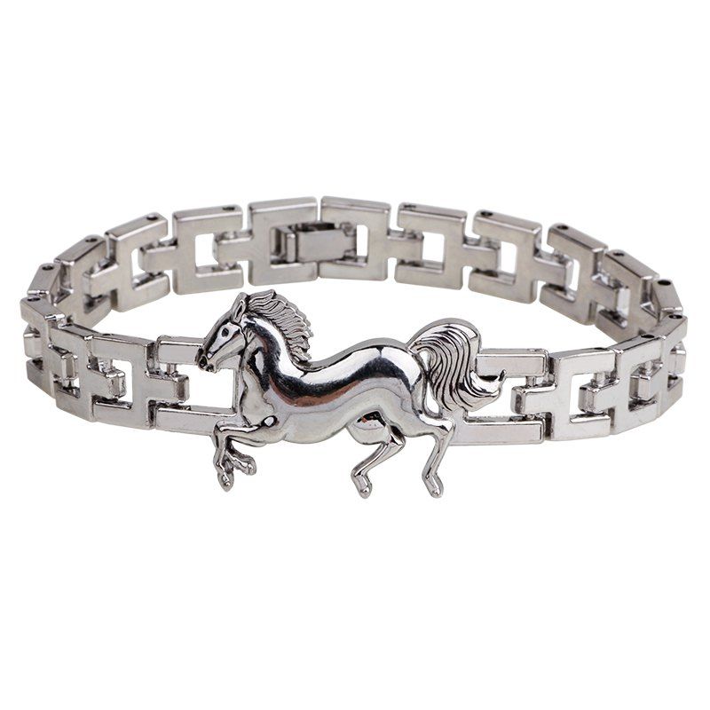 

Simple Style Horse Shaped Watch Chain Bangles Titanium Steel Bracelets, Silver