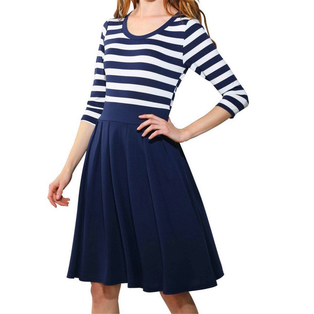 [31% OFF] Sleeve Round Neck Striped Dress | Rosegal