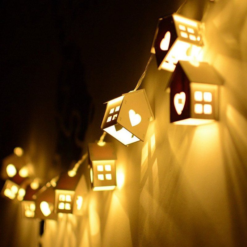 

1.5M LED Heart Type Decorative String Light House Shaped Bedroom Night Lamp 10PCS, White