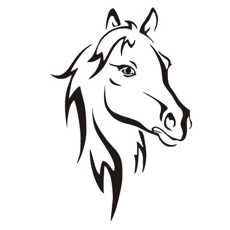 

DSU Hot Sale Head Of Horse Wall Stickers Murals Living Room Decorative Animal Vinyl Removable Wallpaper, Black