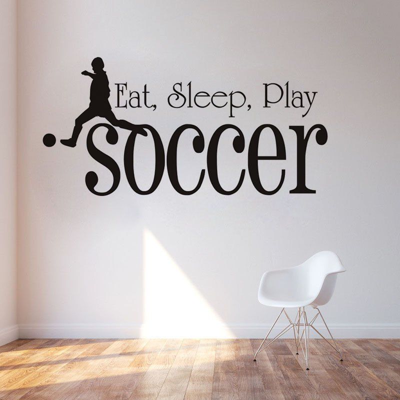 

DSU Eat Sleep Play Soccer For Kids Room Sport Black Waterproof Wallpaper Decal Boys Bedroom Home Decoration