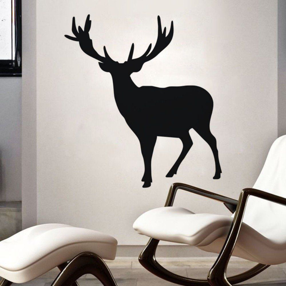 

DSU Elk Pattern Christmas Minimalist Wall Art Stickers JK800, Black