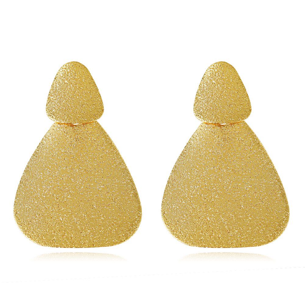 

Women's Fashion Design Vintage Oval Frosted Drop Earrings Gold Plated Jewelry, Golden