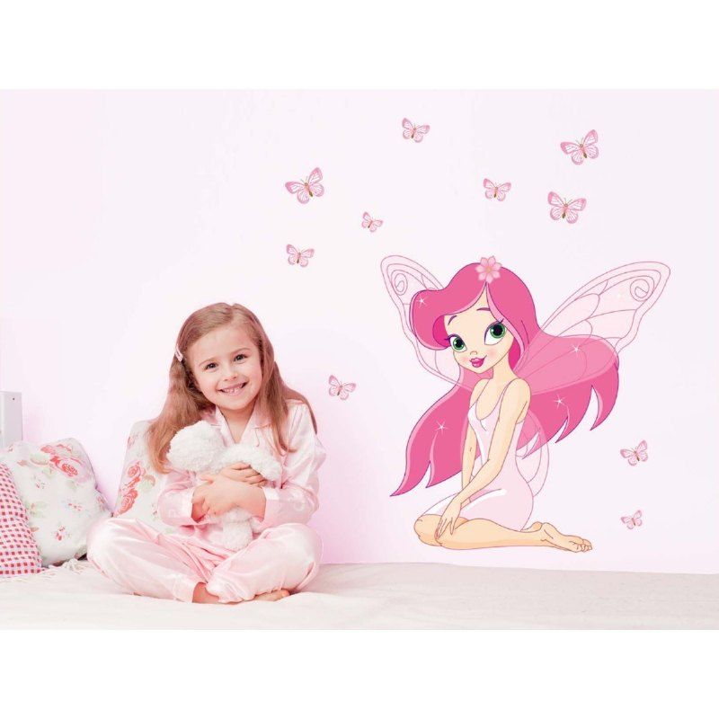 

DSU Angel Girl Butterfly Wall Sticker for Kids Room Decoration, Colorful