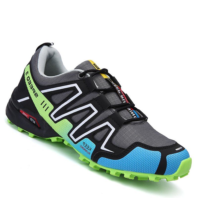 

Hiking Men Running Shoes Sport Outdoor Jogging Walking Athletic Sneakers, Black and blue