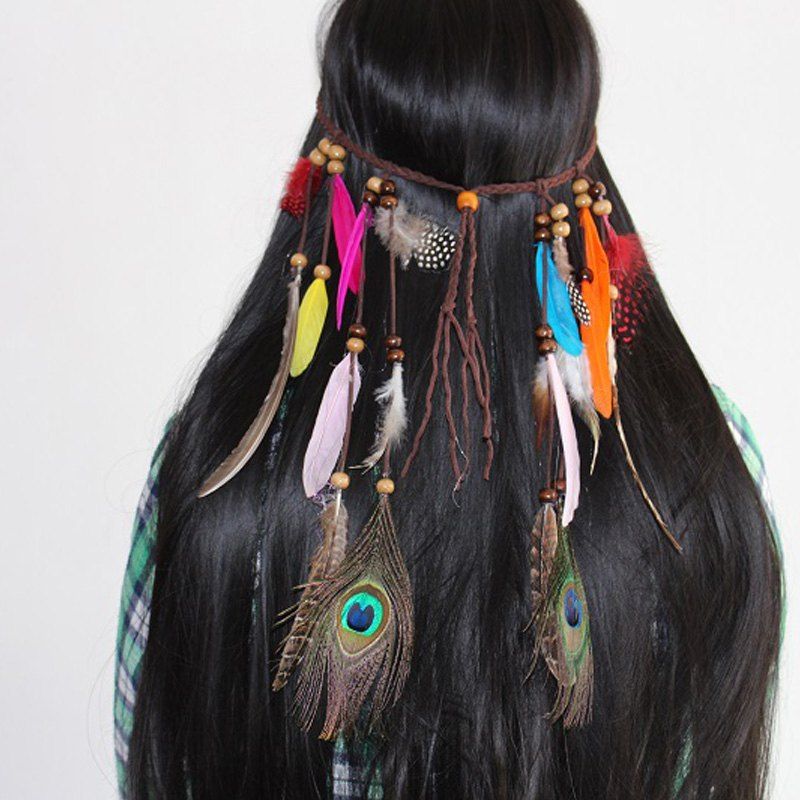 

Feather Headdress Fashion Fringed Hair Rope, Chocolate