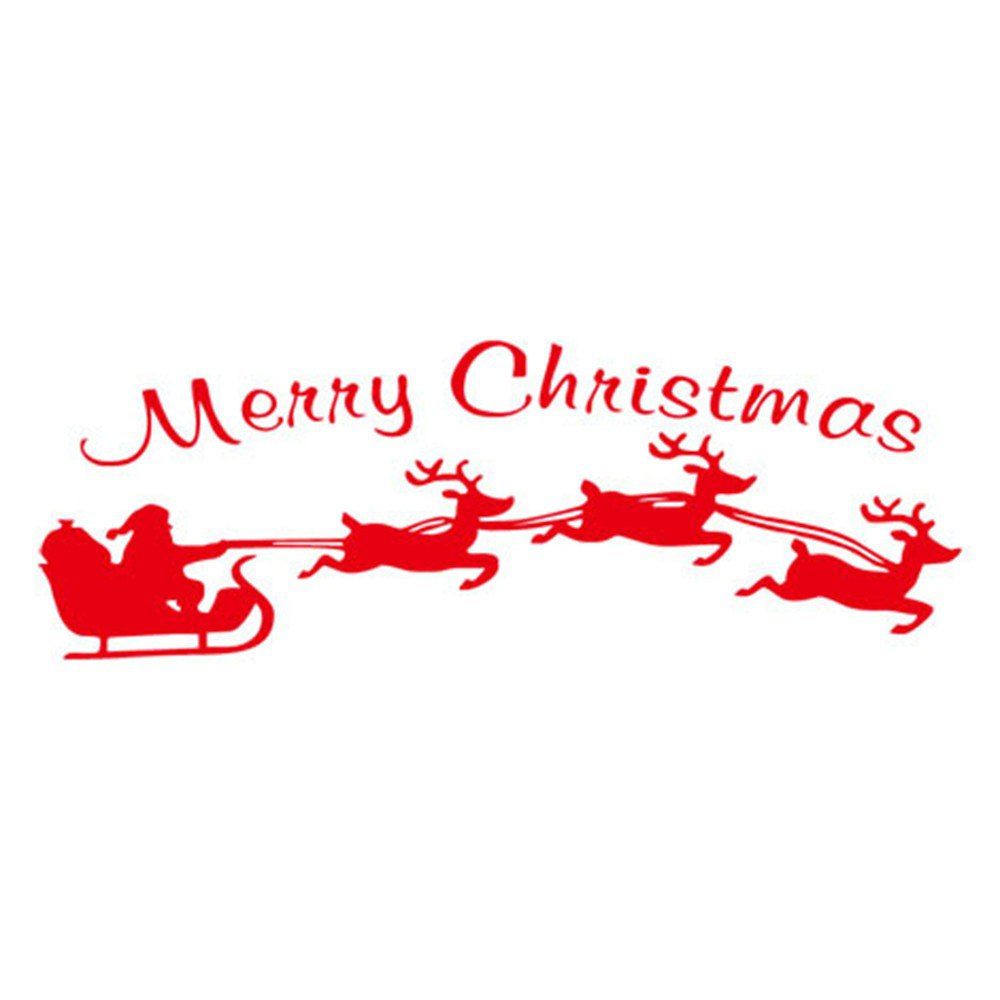 

DSU JK814 Elk Sled Merry Christmas Proverbs Simple Wall Sticker, Red