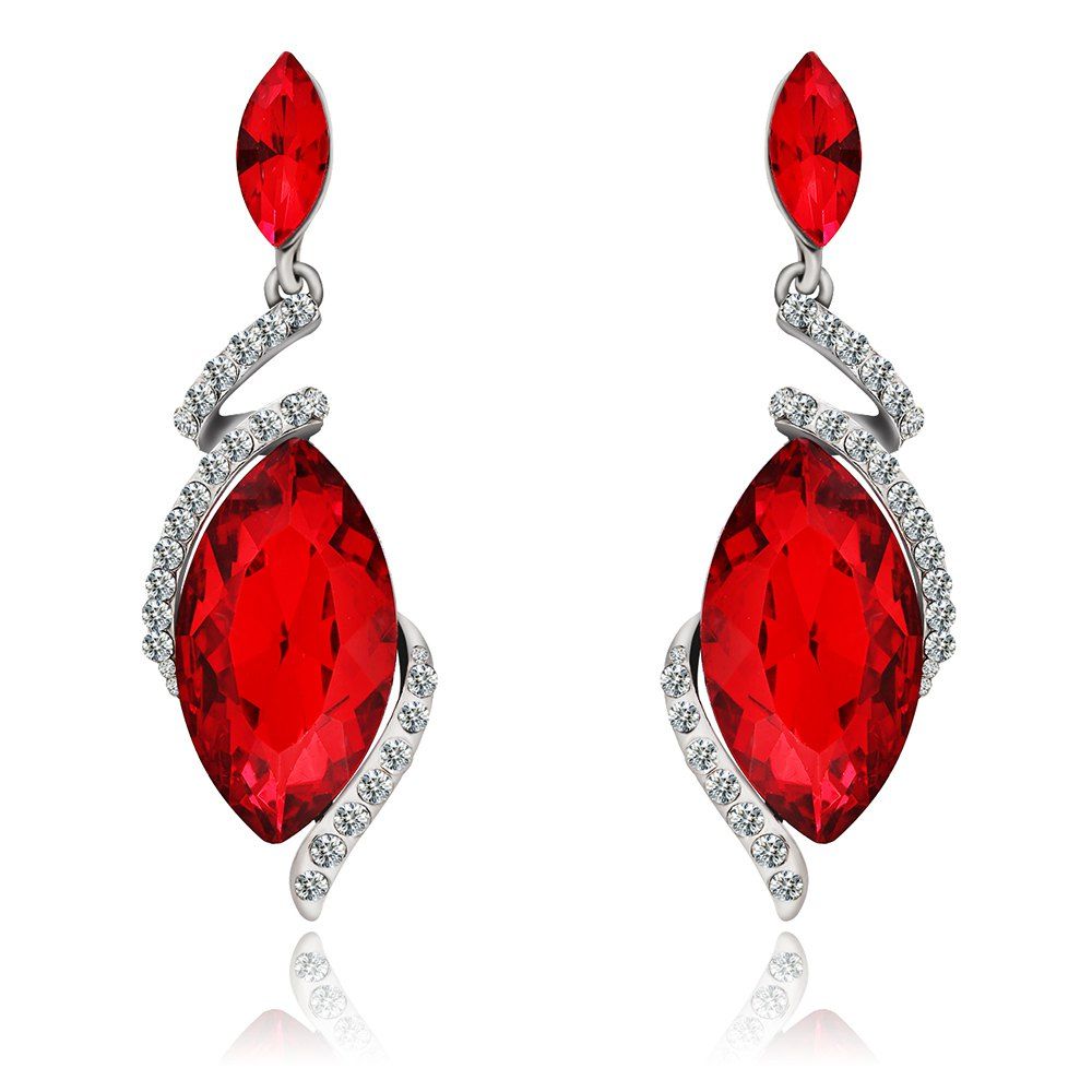

Fashion Graceful Luxury Women Long Pendant Earrings with Diamod, Red