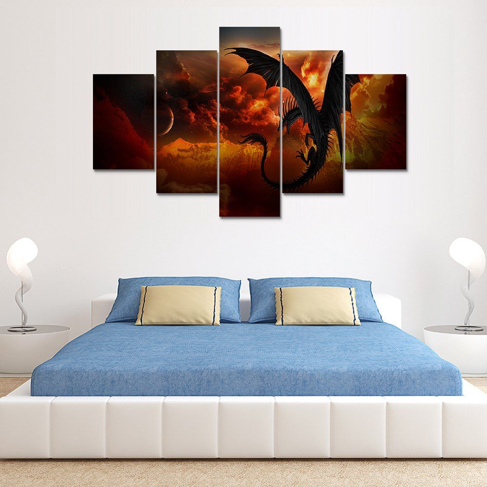 

Dragon War Canvas Print Painting Home Decoration Wall Art Picture 5PCS, Colormix