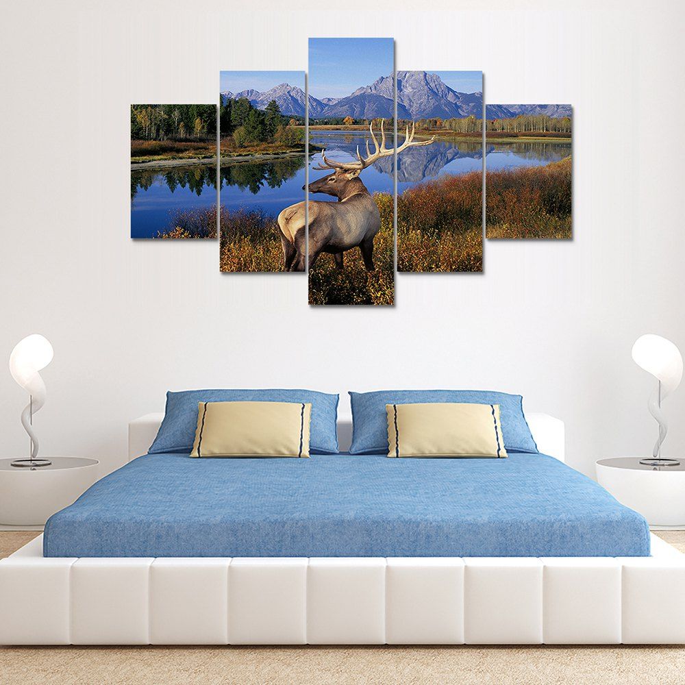 

Deer Lake Pattern Canvas Print Painting Home Decoration 5PCS, Colormix