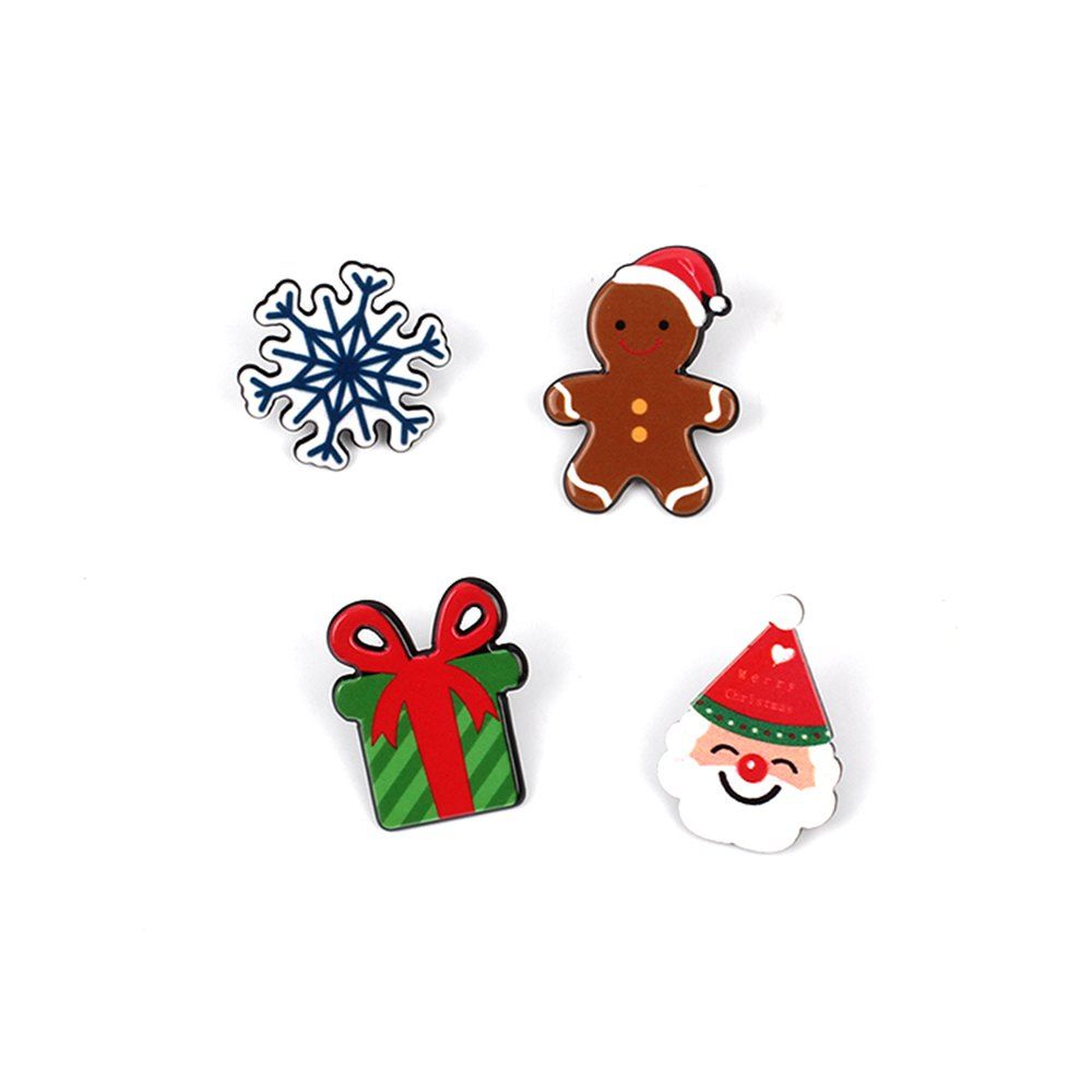 

Christmas Series Cute Cartoon Drop Oil Modeling Brooch Gift Doll Snowflake Set, Colorful
