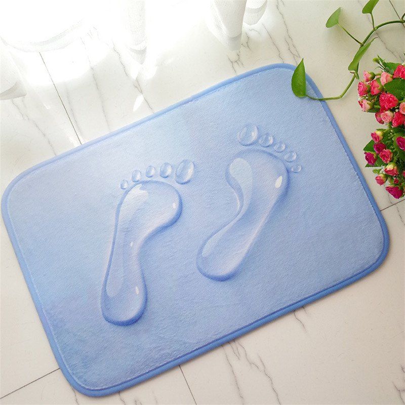 

Creative 3D Watermark Feet Pattern Antiskid Floor Mat, Blue