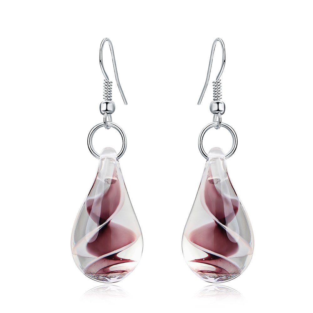 

Ethnic Style Charm Jewelry Coloured Glaze Water Droplets Drop Earrings, Purple