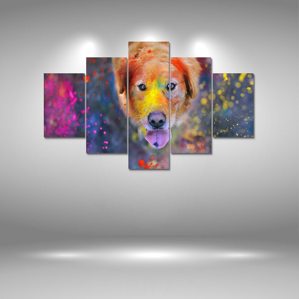 Colormix Colorful Wolf Canvas Print Painting Home Decoration Wall Colorful Wolf Canvas Print Painting Home Decoration Wall Art Picture 5pcs