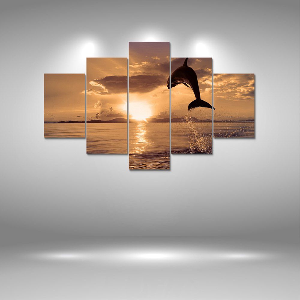 

Jumping Dolphin Canvas Print Painting Home Decoration Wall Art Picture 5PCS, Colormix