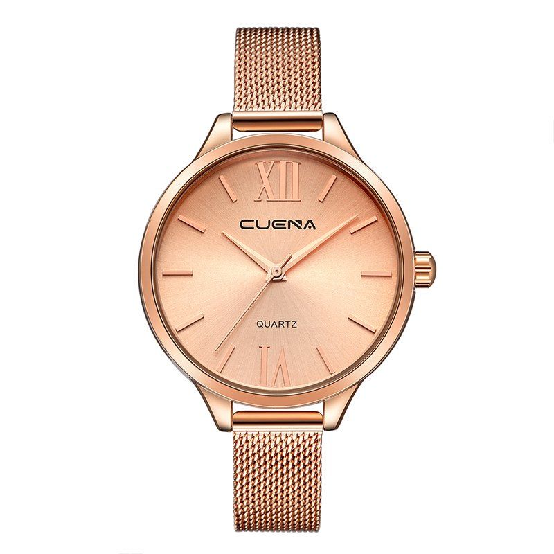 

CUENA 6641G Women Luxury Quartz Analog Watch Stainless Steel Band Waterproof Wristwatch, Rose gold