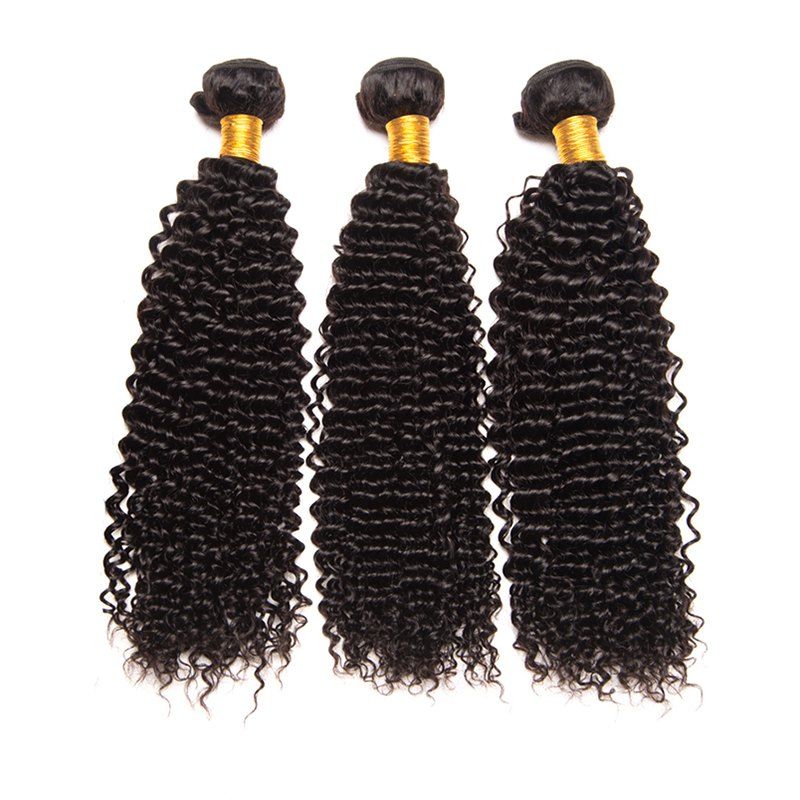 

Virgin Brazilian Human Hair Weaves Kinky Curly Extension Natural Black Color 3pcs 8inch-28inch