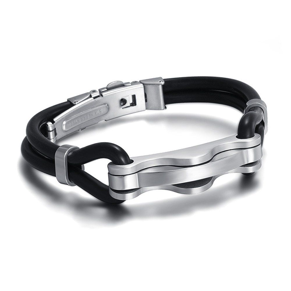 

Fashion Men's Bracelet Silicone Titanium Steel, Black