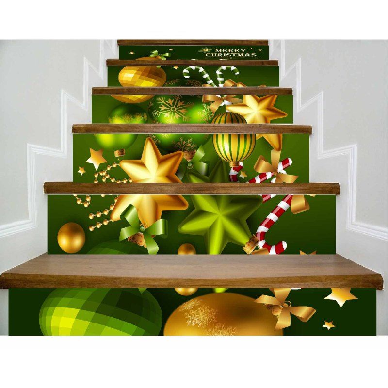 6pcs Waterproof PVC Stair Decals Wall Sticker Art Home Christmas Festival Decor