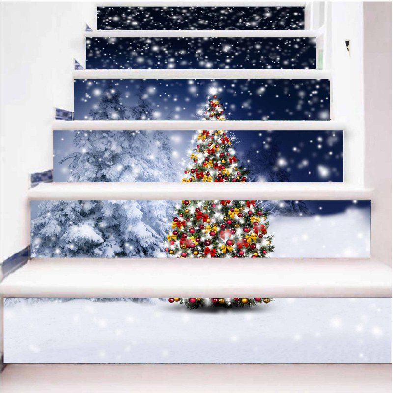 

DSU Winter Christmas Stair Sticker Decal Xmas Home Decorations 6PCS, Colorful