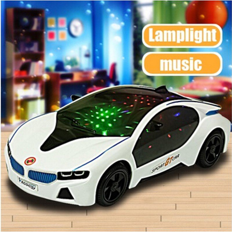 

3D LED Flashing Light Car Toys Music Sound Electric Toy, White
