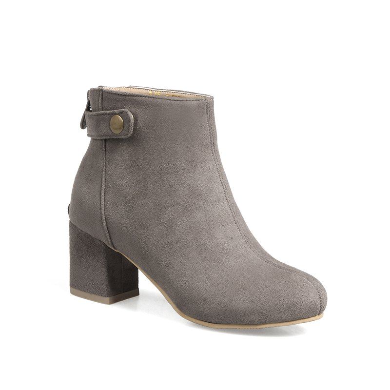 

New Style Zipper Heel Short Boots, Gray
