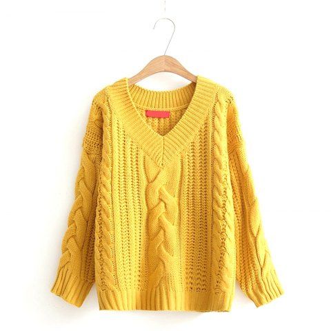 Unique New Ladies Knitting V Neck Twist Sweater 