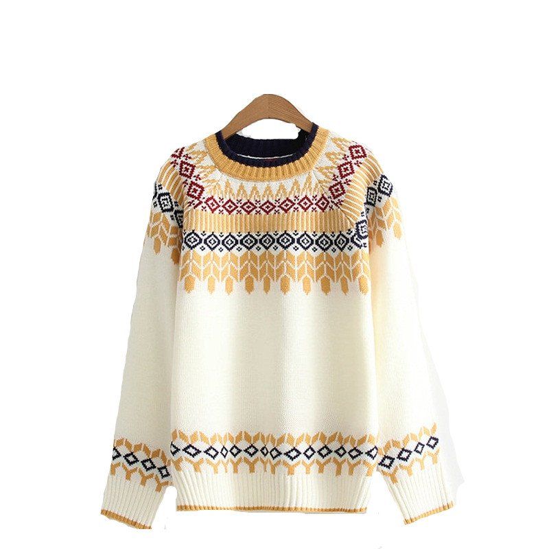 Trendy 2017 New Ladies' Knitting Ethnic Wind Style Sweater  