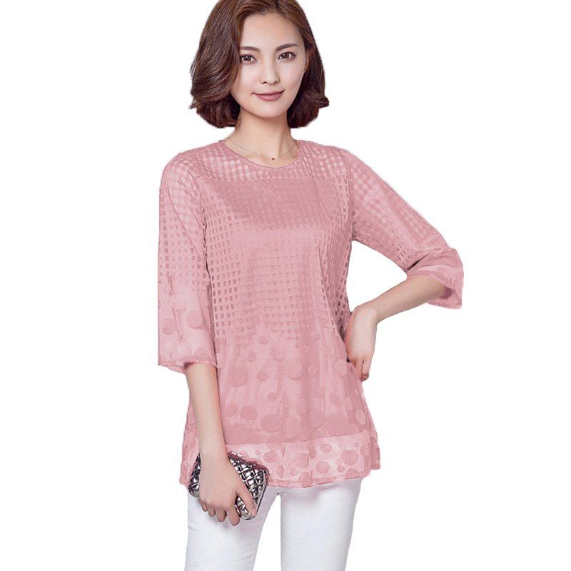 [40% OFF] Women's Lace Gauze Long T-shirt Plus Sizes | Rosegal