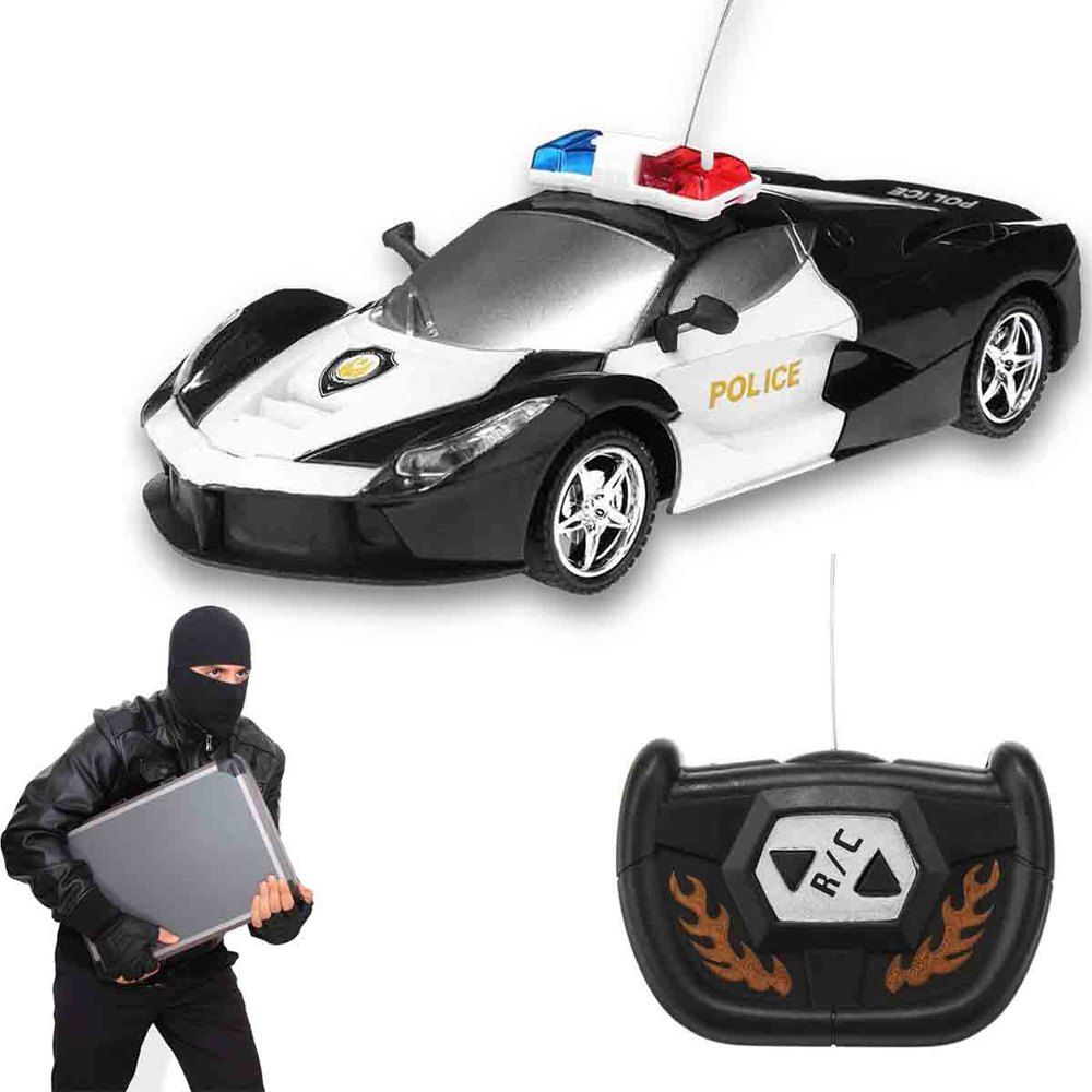 

2 Channel Wireless Remote Control RC Police Car Truck Kid Toy Birthday Gift, Black