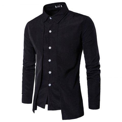 White M Classical Turn-down Collar Long Sleeve Slimming Stars Print Men ...