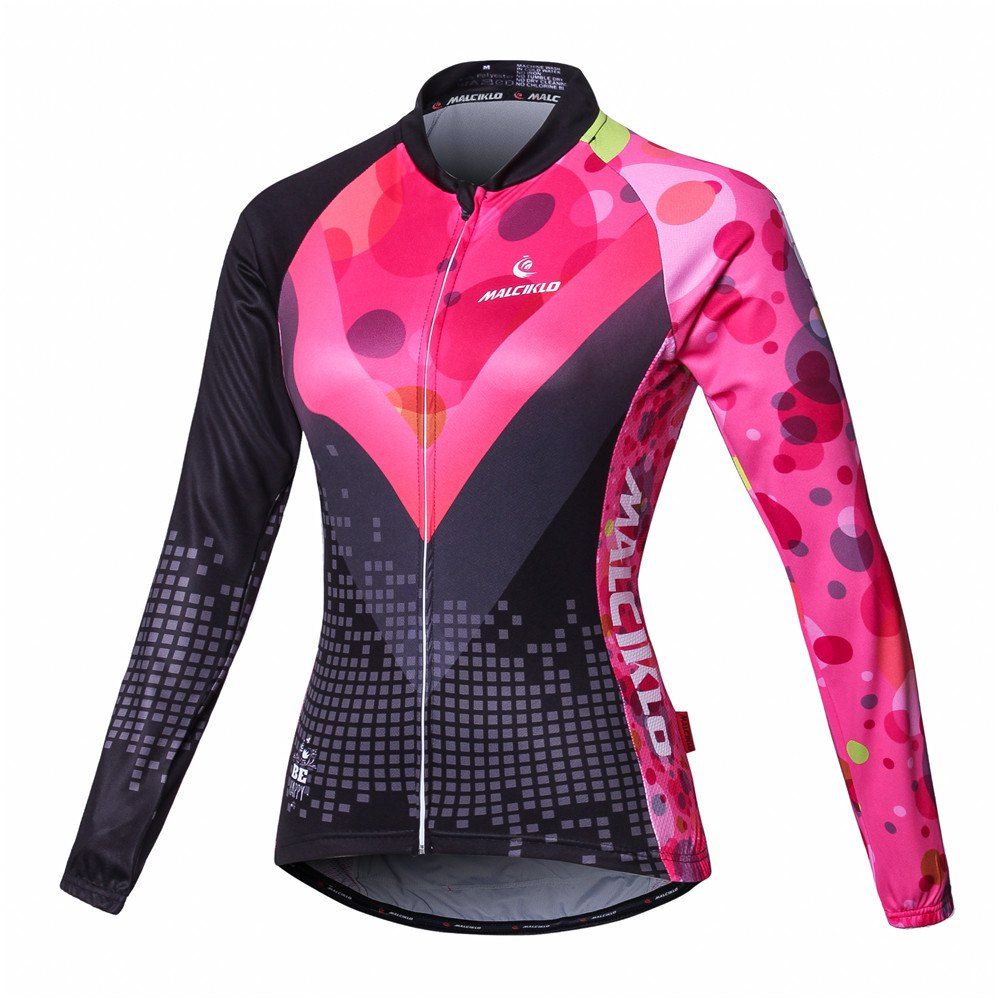 Store Malciklo Cycling Jersey with Bib Tights Women's Long Sleeves Bike Compression Suits Quick Dry Front Zipper  