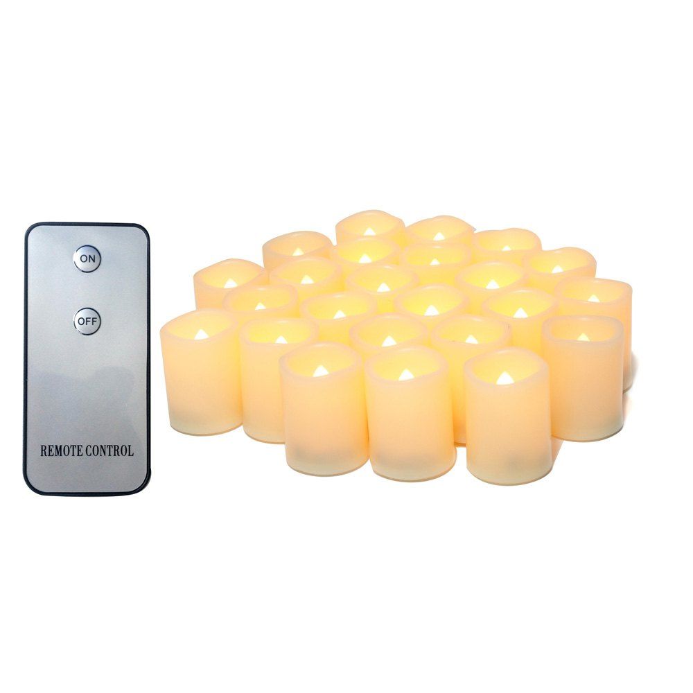 Set Of 24pcs Realistic Flameless Votive Candles Bright Battery Operated