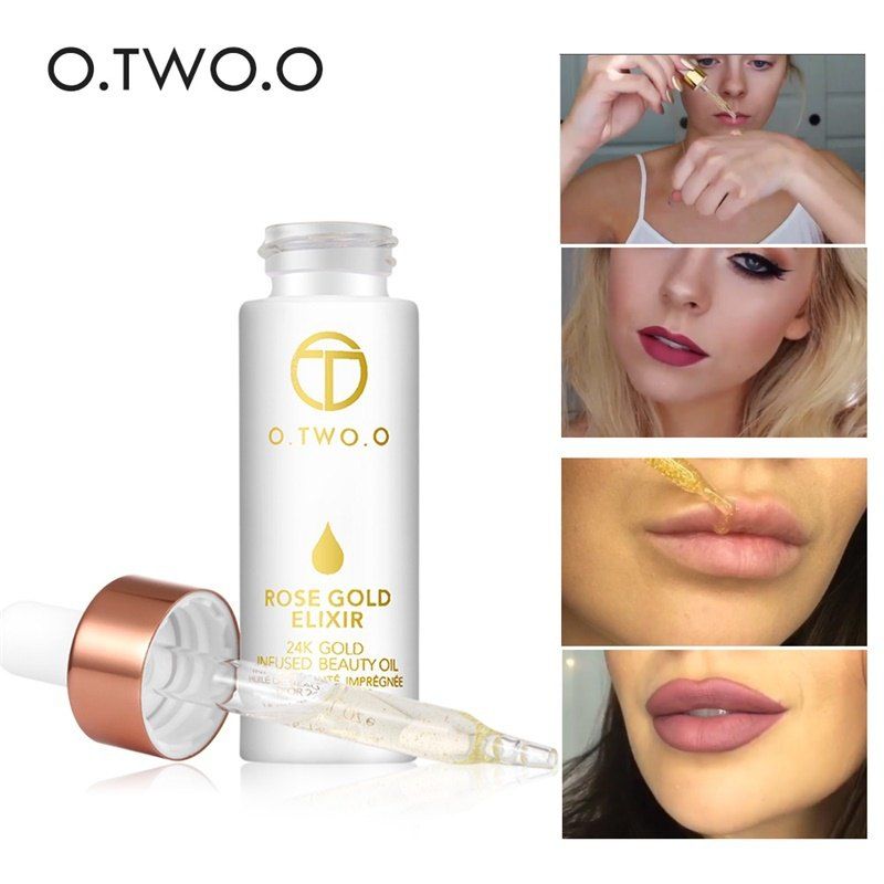 

O.TWO.O 24k Rose Gold Elixir Skin Make Up Essential Oil Moisturizing Face Oil For All Skin Types, #001