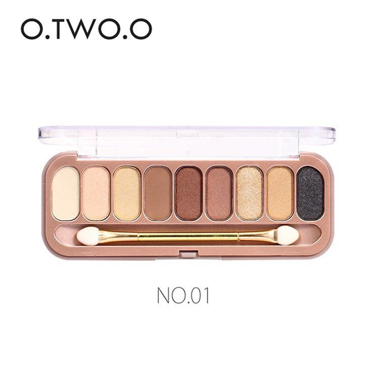 

O.TWO.O 9 Colors Palette Eyeshadow With Brush Make Up Eye Shadow for Women Girl Gift, #001