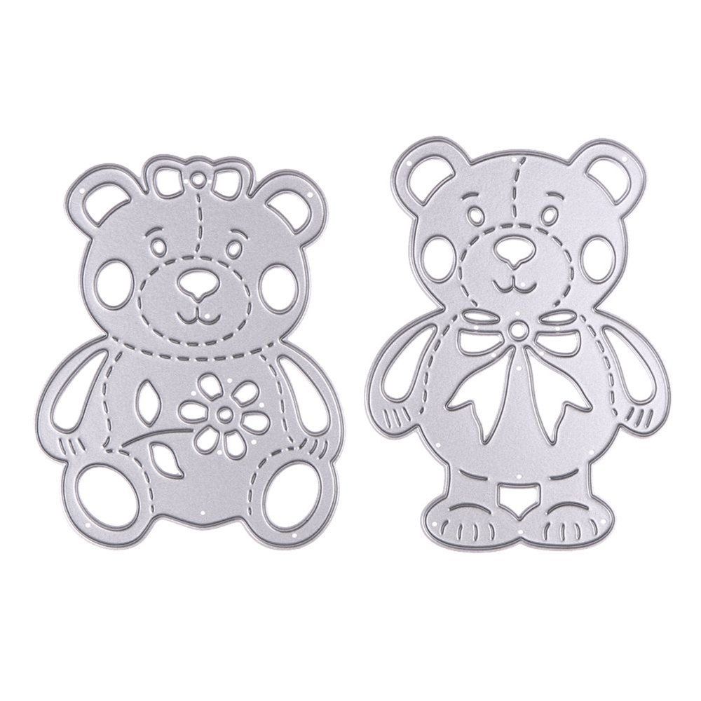 Shops 2 Pcs Cute Bear Couple Metal Cutting Dies Stencils DIY Embossing Scrapbook Album Paper Card Craft  