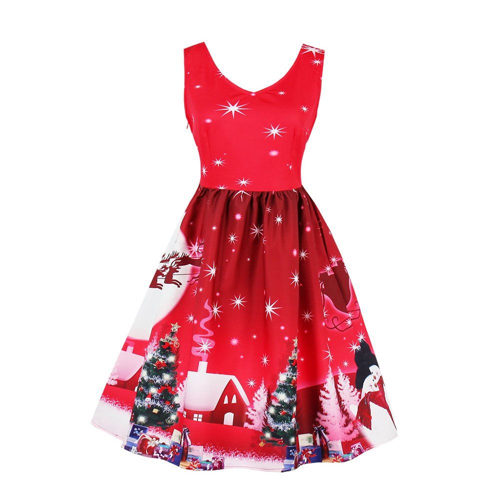 affordable new retro 50s rockabilly vintage dress women red christmas print party dresses summer pin up - Red Christmas Dresses affordable new retro 50s rockabilly vintage dress women red christmas print party dresses summer pin up - Red Christmas Dresses
