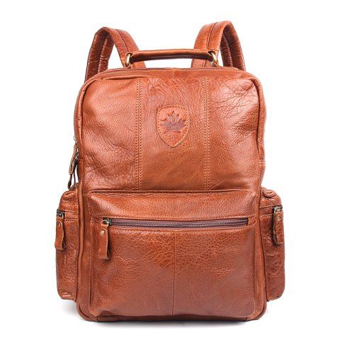 Brown Unisex Genuine Leather Laptop Backpack Women School Bags ...