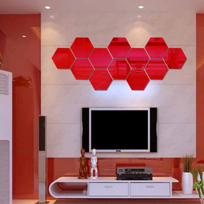 2019 hexagon 3d art diy mirror wall stickers for home wall decal