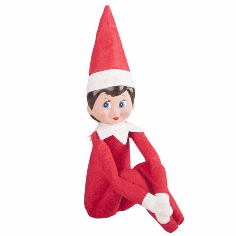 

Cute Kids Christmas Gift Elf on the Shelf Plush Doll Toy, Red