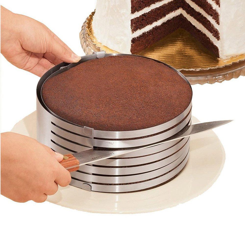 

Adjustable 9 Inch - 12 Inch Stainless Steel Layer Cake Slicer Mousse Mould, Silver