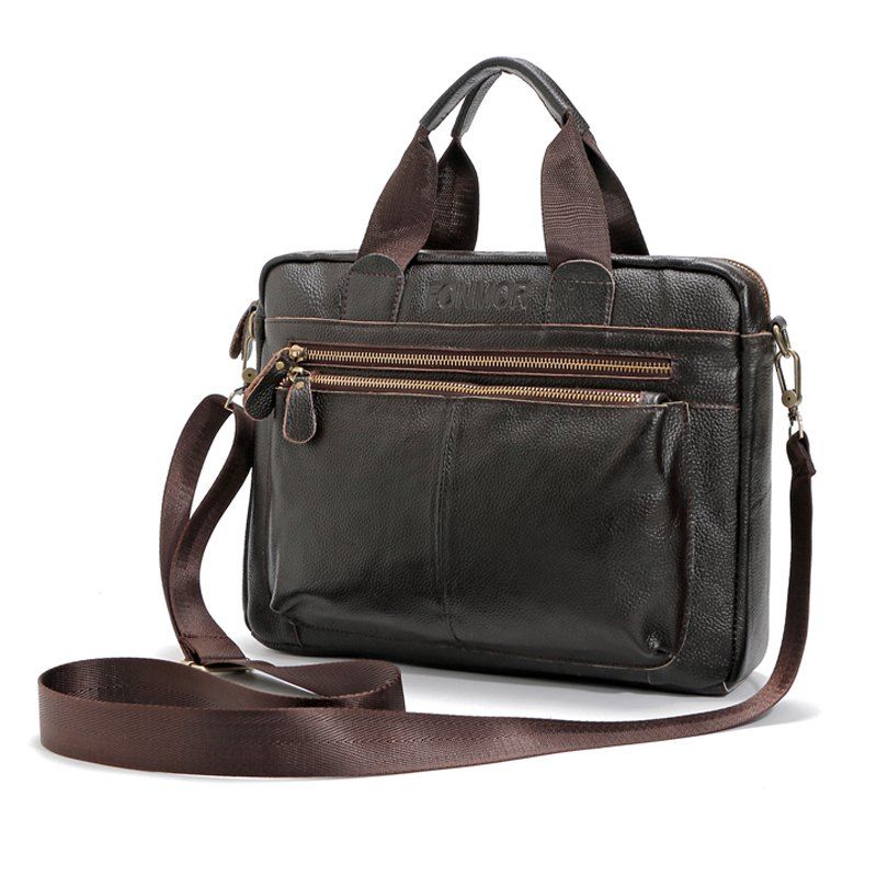 [30% OFF] FONMOR Genuine Leather Men Totes Bag Casual Business Men&#39;s Handbags Cross Body Bags ...