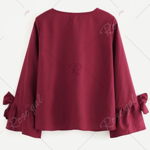 Women's Fashionable Round Neck Loose Wrinkled Long-Sleeved Chiffon Shirt