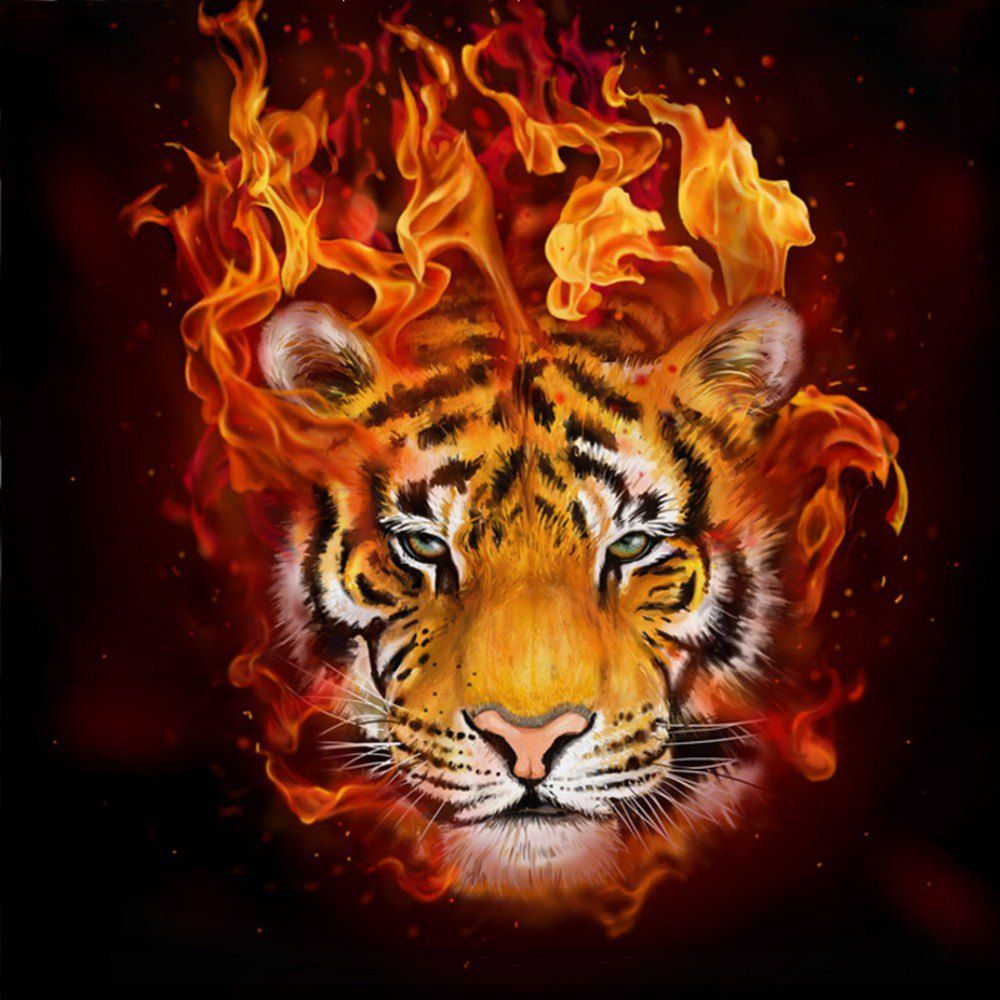 [41% OFF] Naiyue S194 Fire Tiger Print Draw Diamond Drawing | Rosegal