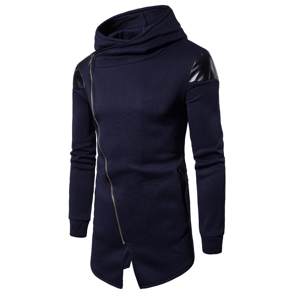 men's oblique zipper hoodie