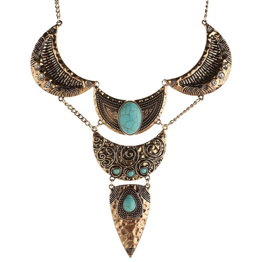 Arrivée Bijoux longue Vintage Femmes pour les cadeaux pendentif chaîne collier turquoise