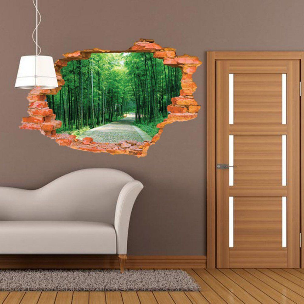 40% OFF 3D Bamboo Scenery Wall Sticker Removable Forest ...