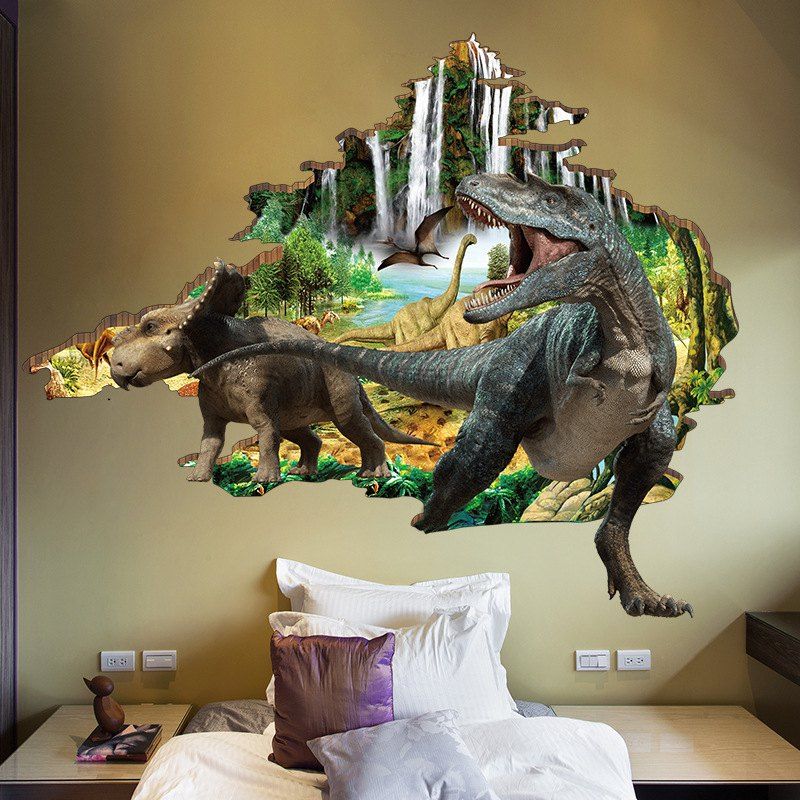 2018 Dinosaur Wall Sticker Mountain River Waterproof Decals Dinosaur Wall Sticker Mountain River Waterproof Decals For Kids Room