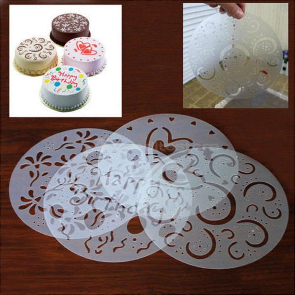 4 Pcs Moule De Patisserie Fondant Au Gateau Decoration En Spirale D Anniversaire Pochoir A Biscuits Outil De Boulangerie En White Rosegal Com France